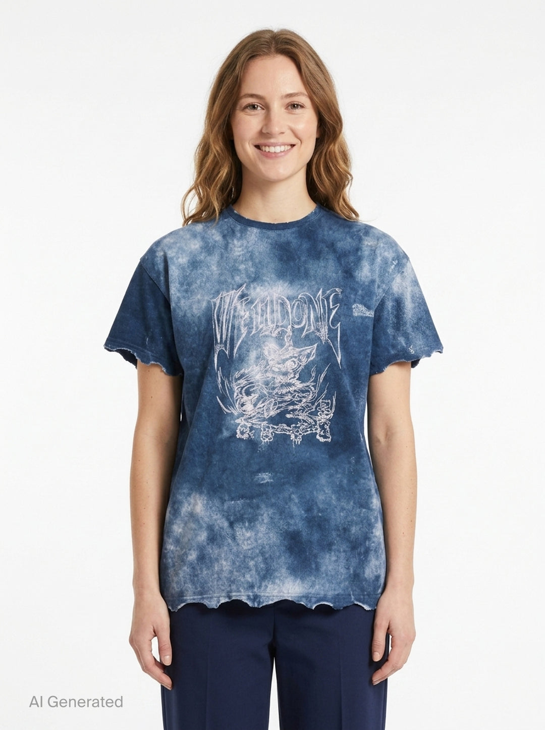 Trompe L'Oeil Denim Print Tee | We11done | Club21 - front