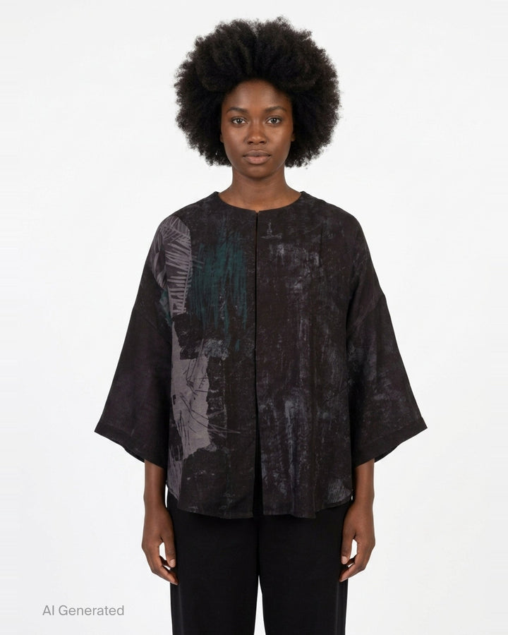 Abstract Print Half Sleeve Blouse | Y's | Club21 - front