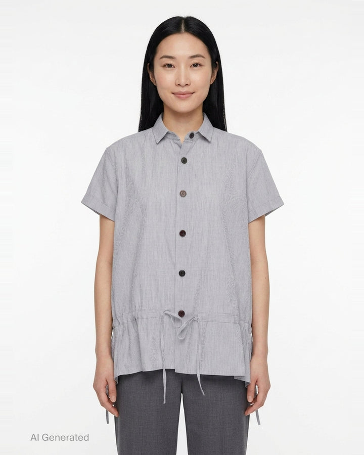 Front Gather Drawstring Blouse | Y's | Club21 - front