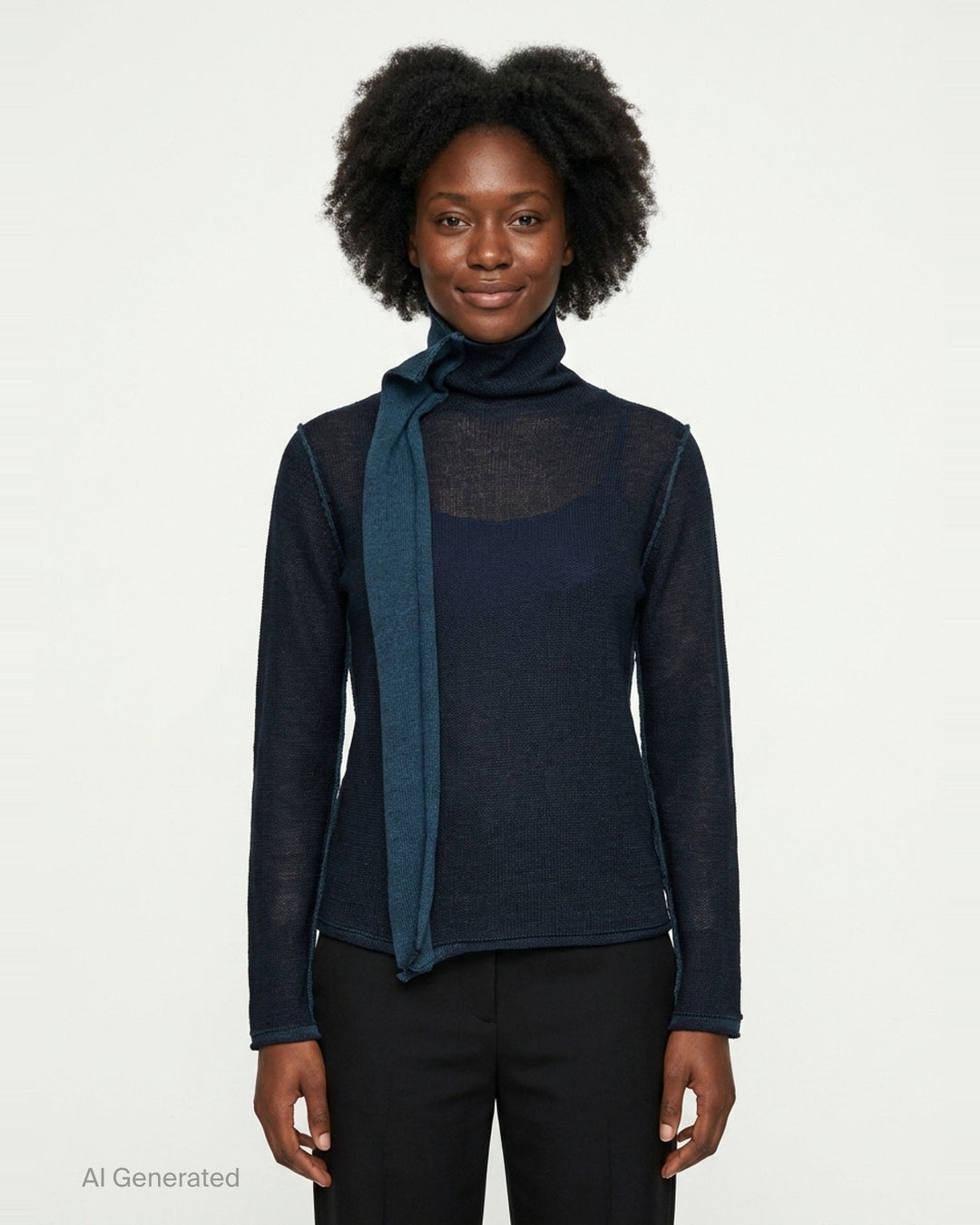 High Neck Knit Top with Cloth | Y's | Club21 - front