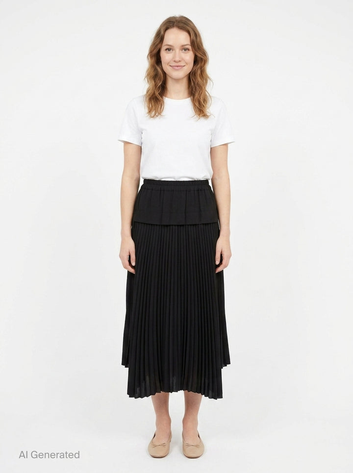 Pleated Uneven Midi Skirt | Y's | Club21 - front