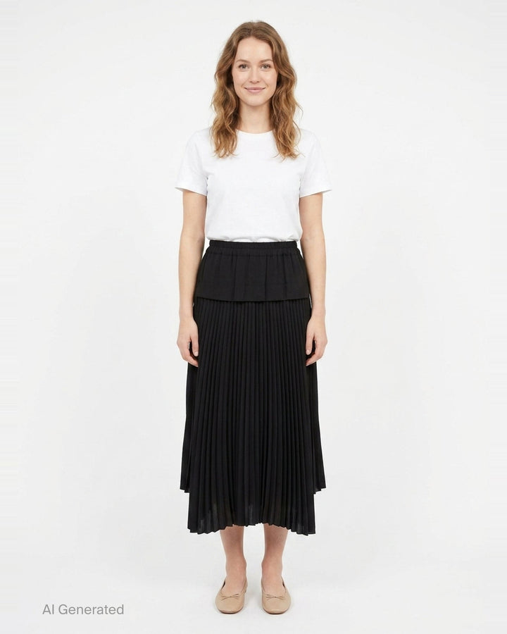 Pleated Uneven Midi Skirt | Y's | Club21 - front