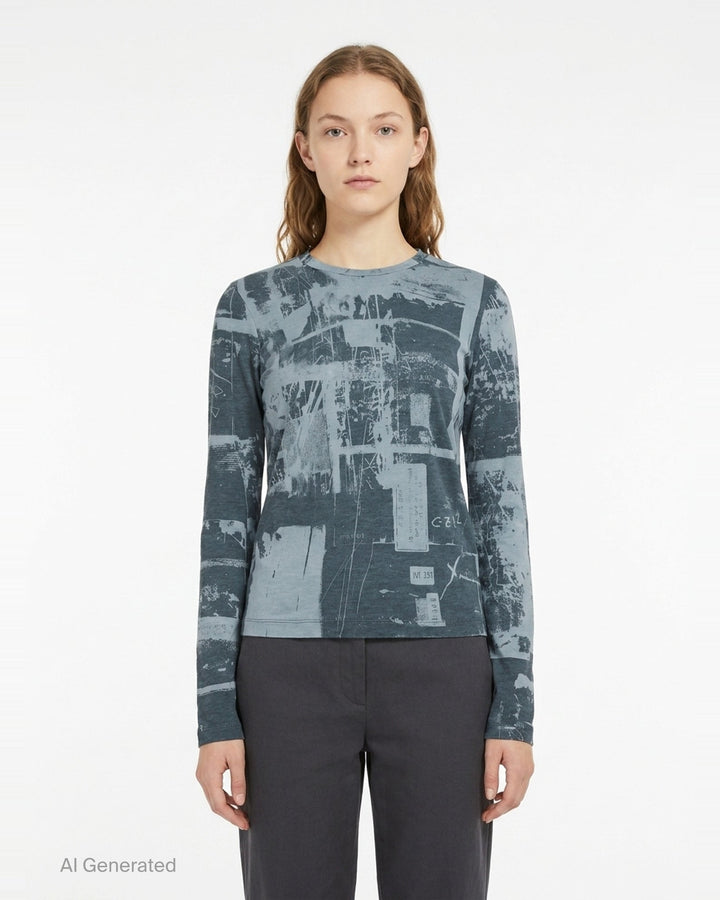 Round Neck Long Sleeve Top | Y's | Club21 - front