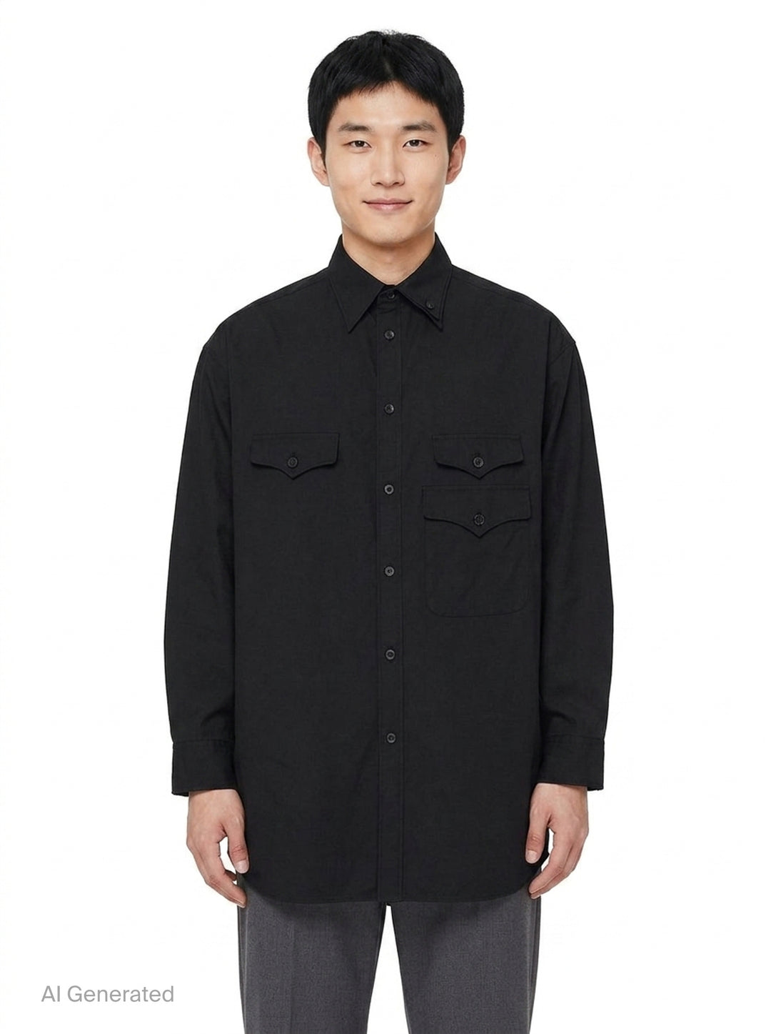 3 Flap Asymmetry Long Sleeve Shirt | Yohji Yamamoto | Club21 - front