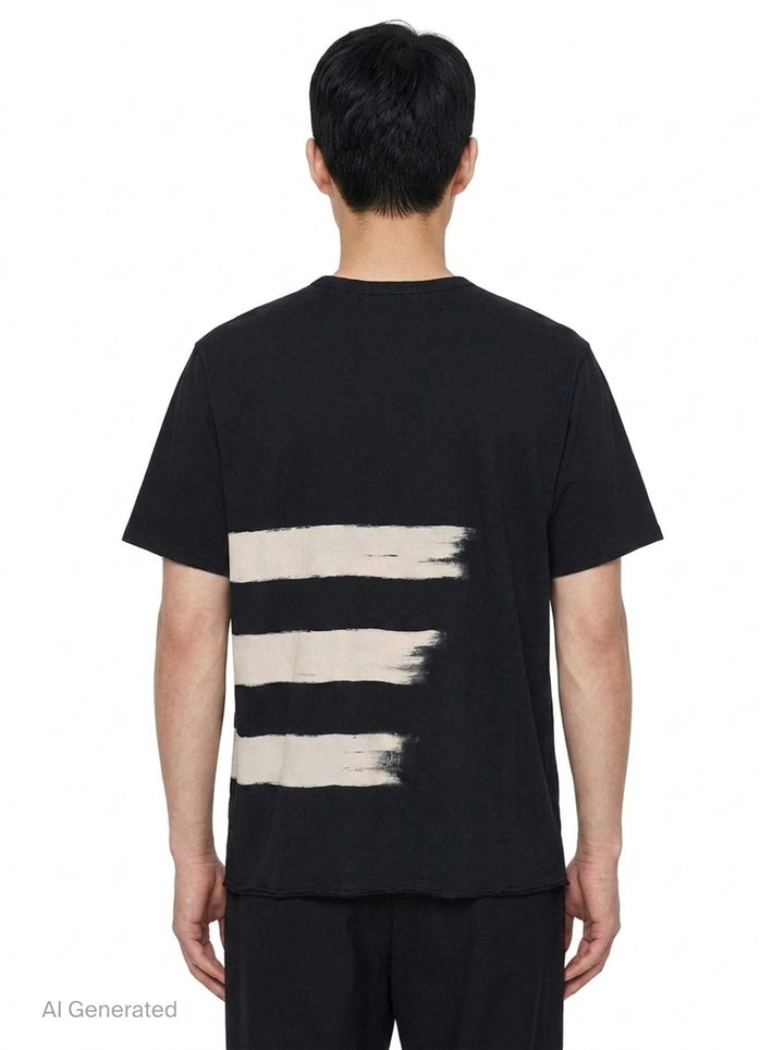 Brushstroke Print Short Sleeve Tee | Yohji Yamamoto | Club21 - back