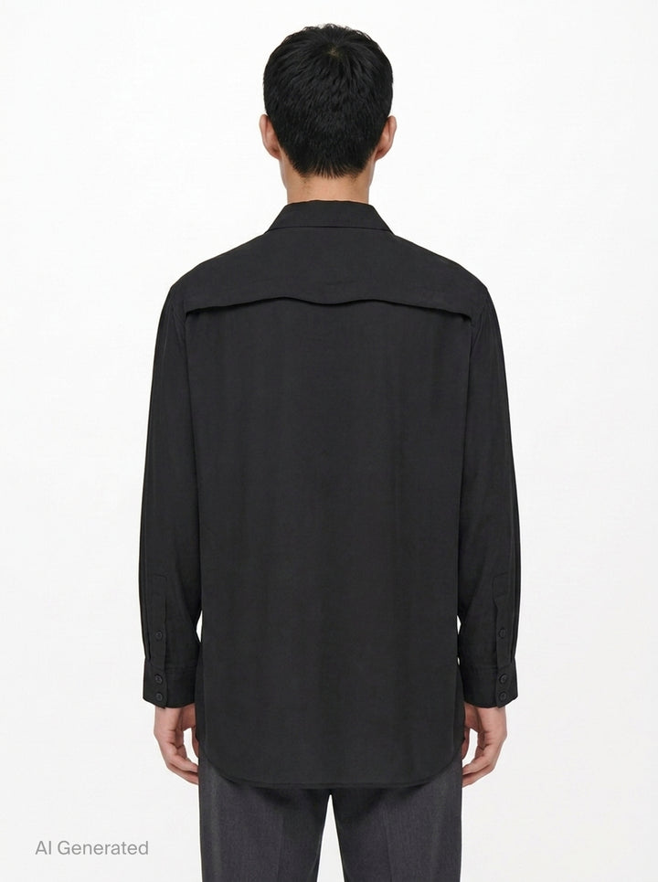 Chest Detail Long Sleeve Shirt | Yohji Yamamoto | Club21 - back
