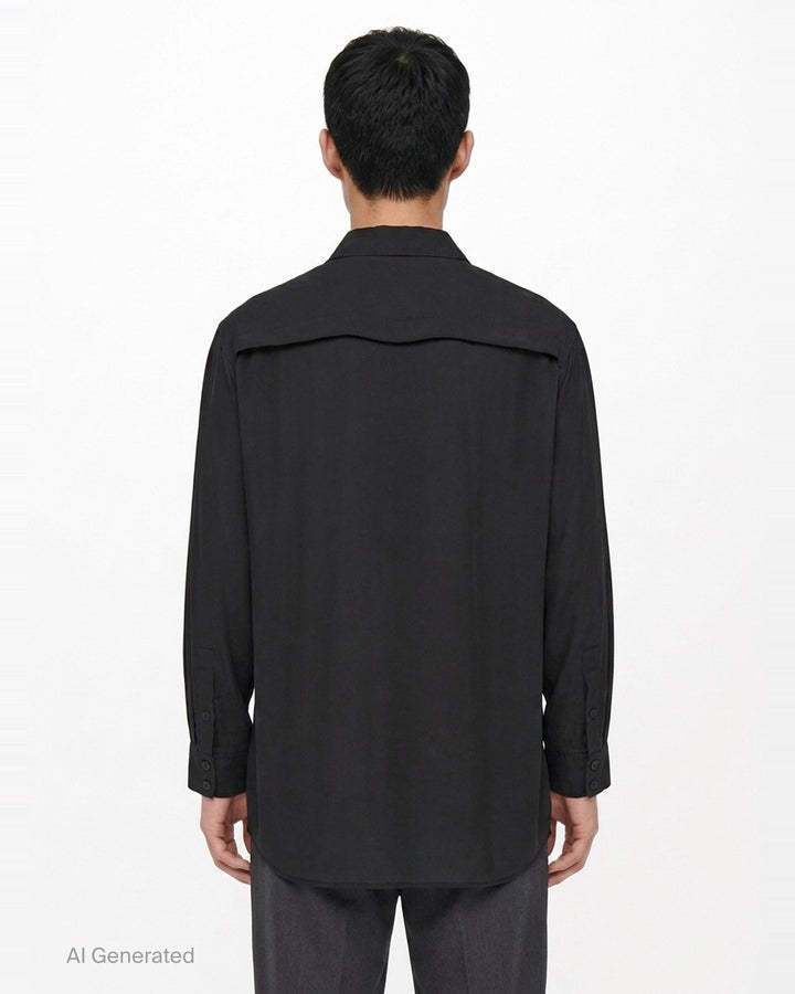 Chest Detail Long Sleeve Shirt | Yohji Yamamoto | Club21 - back
