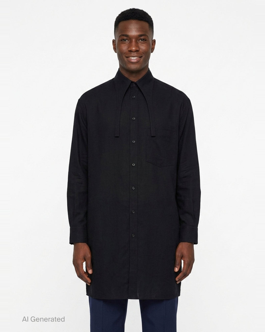 Collar Tab Long Blouse | Yohji Yamamoto | Club21 - front