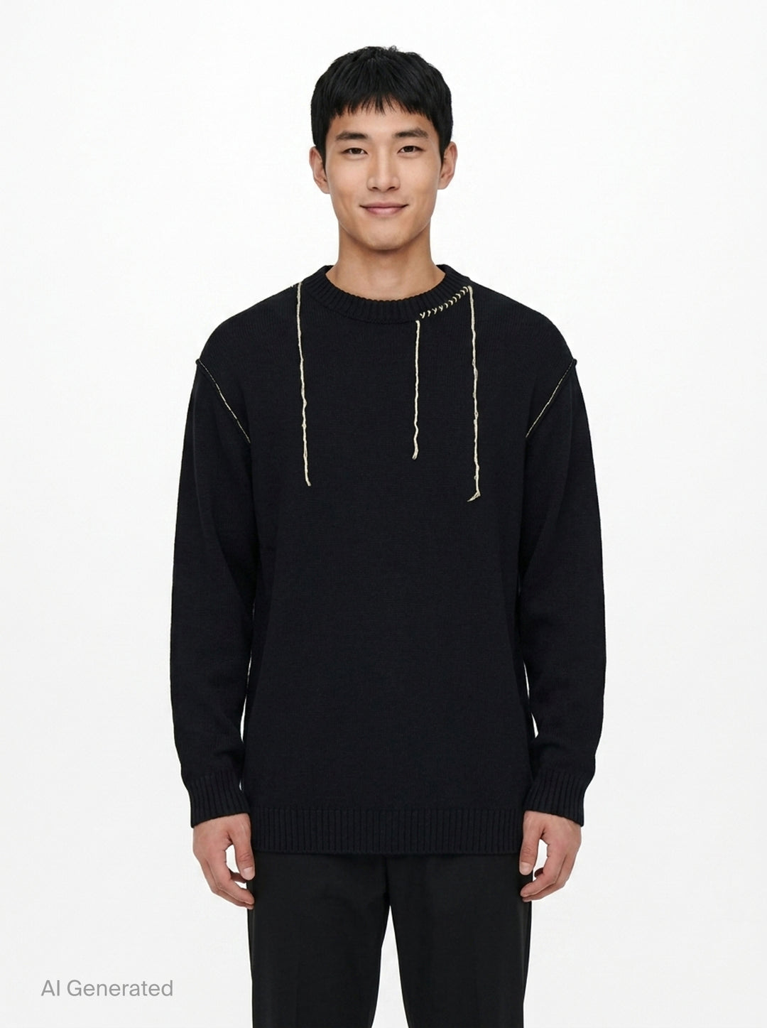 Embroidery Round Neck Sweater | Yohji Yamamoto | Club21 - front