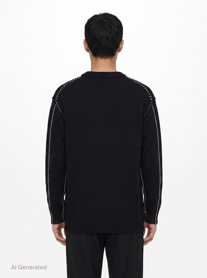 Embroidery Round Neck Sweater | Yohji Yamamoto | Club21 - back