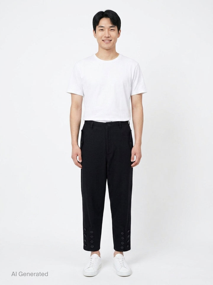 Hem Slit Button Pants | Yohji Yamamoto | Club21 - front