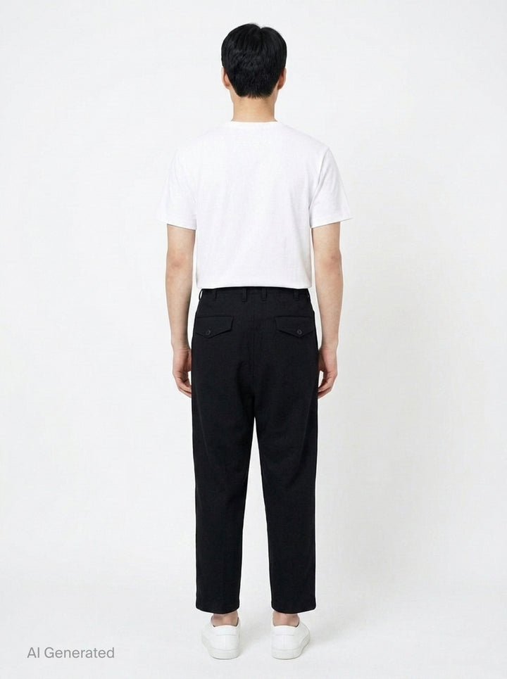 Hem Slit Button Pants | Yohji Yamamoto | Club21 - back