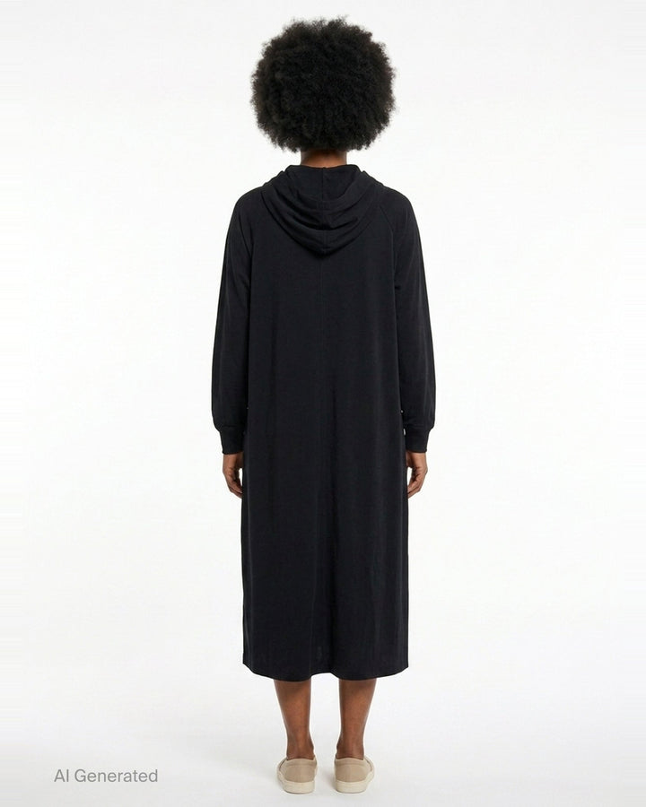 Hooded Raglan Sleeve Dress | Yohji Yamamoto | Club21 - back