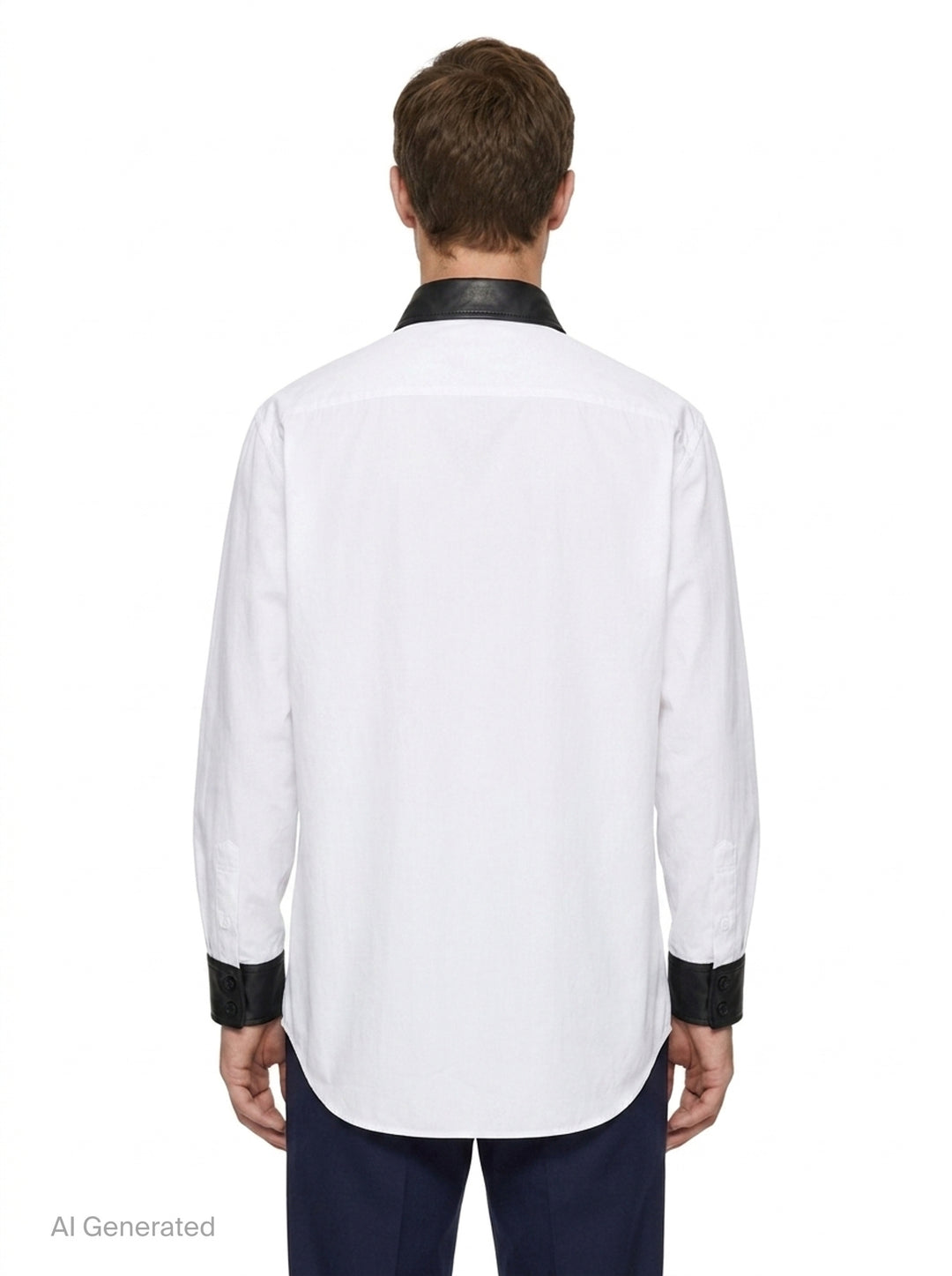 Leather Detail Long Sleeve Shirt | Yohji Yamamoto | Club21 - back