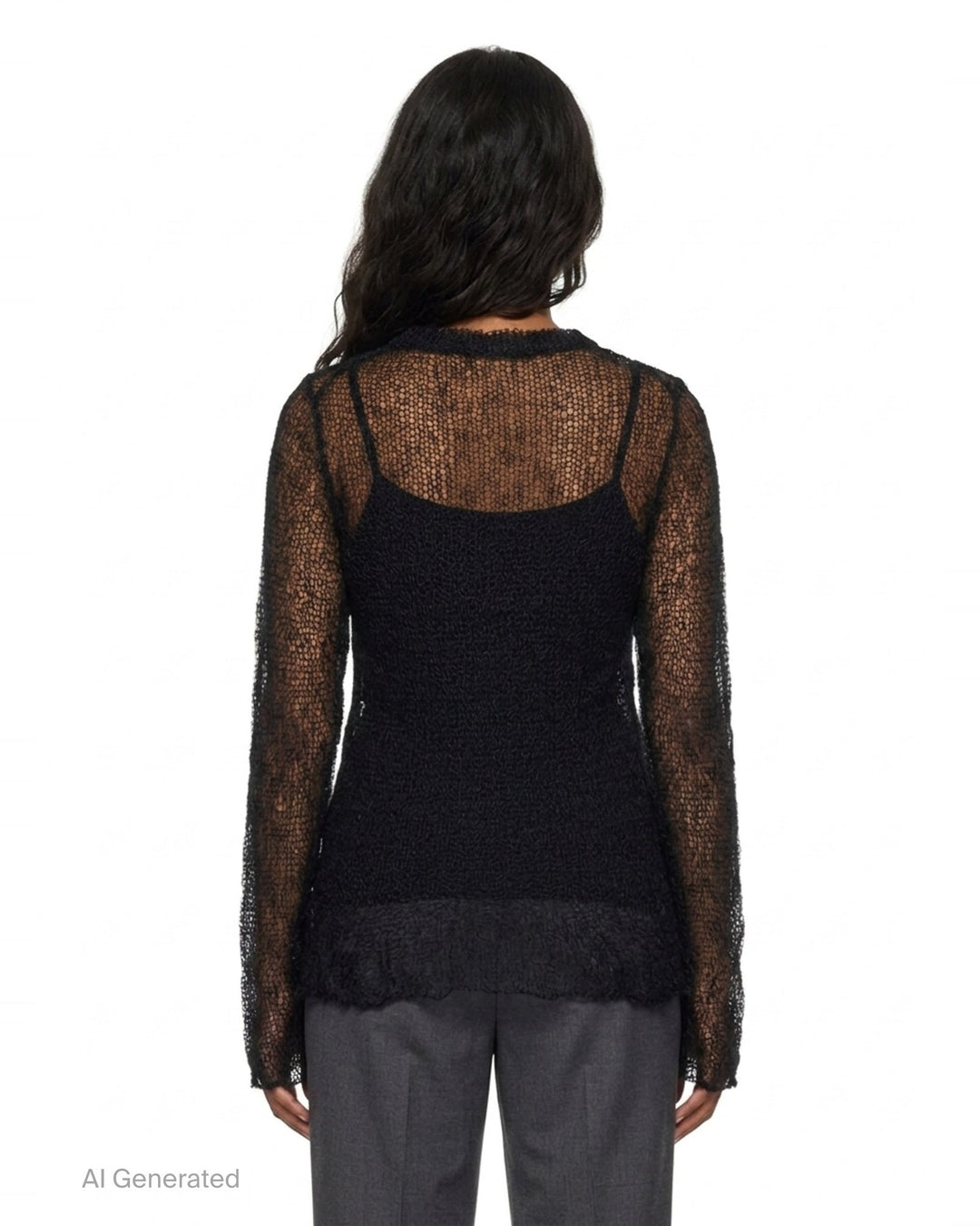 Long Sleeve Open Knit Sweater | Yohji Yamamoto | Club21 - back