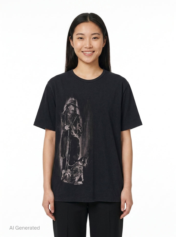Painted Figure Short Sleeve Tee | Yohji Yamamoto | Club21 - front