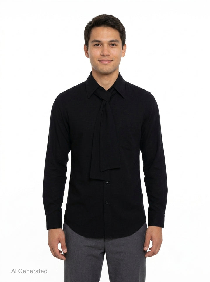 Scarf Collar Long Sleeve Blouse | Yohji Yamamoto | Club21 - front