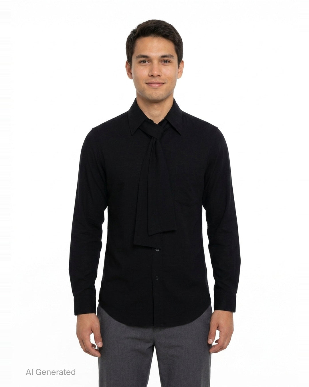 Scarf Collar Long Sleeve Blouse | Yohji Yamamoto | Club21 - front