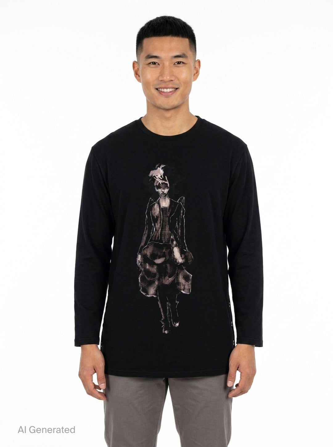 Side Slit Long Sleeve Tee | Yohji Yamamoto | Club21 - front