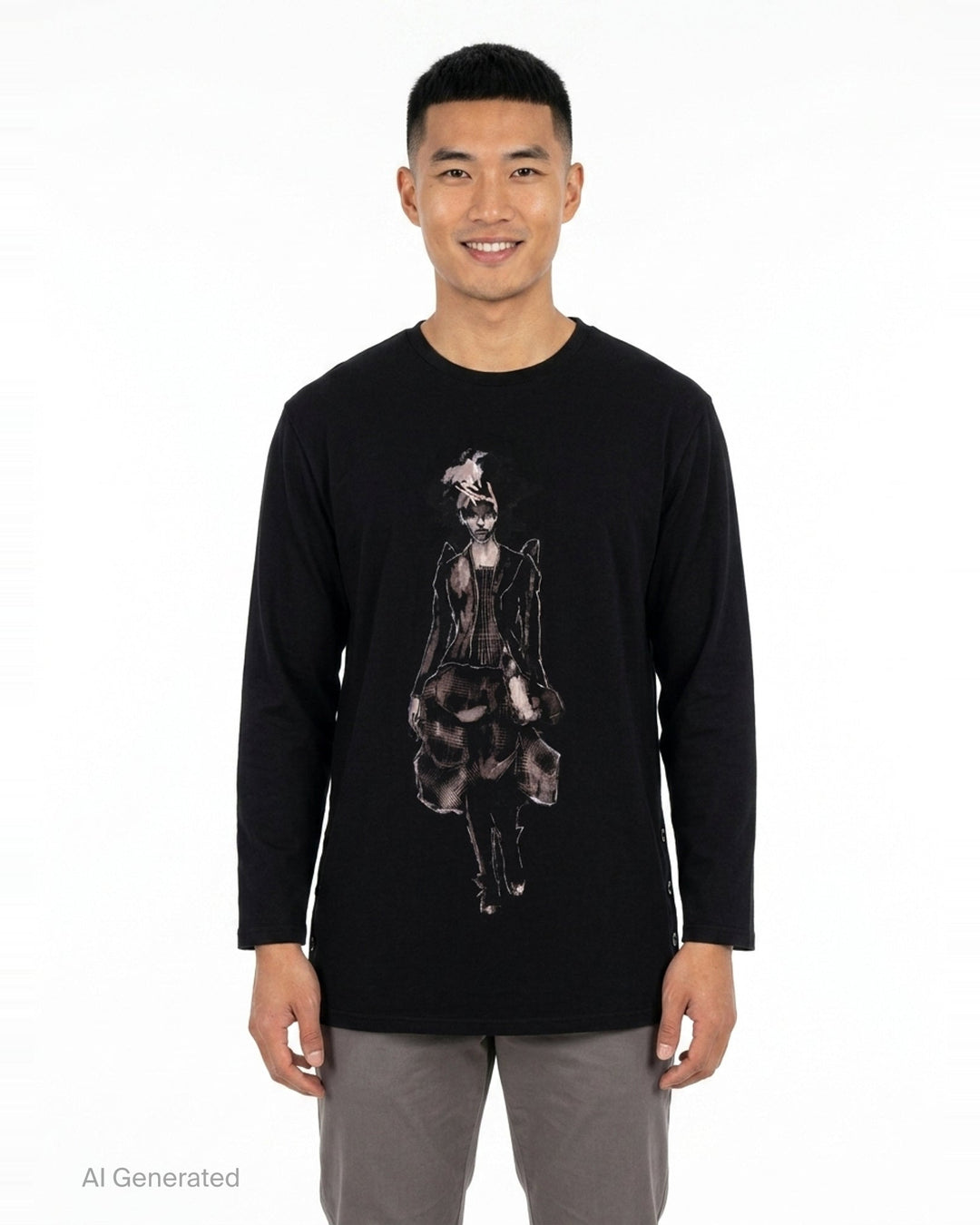 Side Slit Long Sleeve Tee | Yohji Yamamoto | Club21 - front