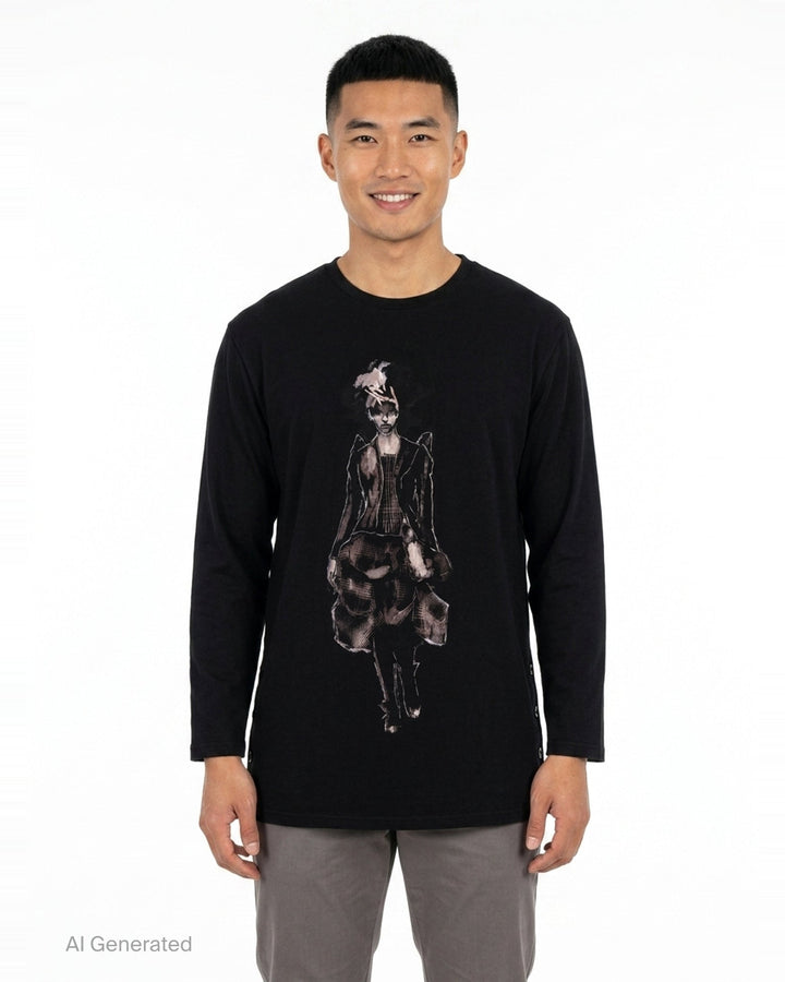 Side Slit Long Sleeve Tee | Yohji Yamamoto | Club21 - front