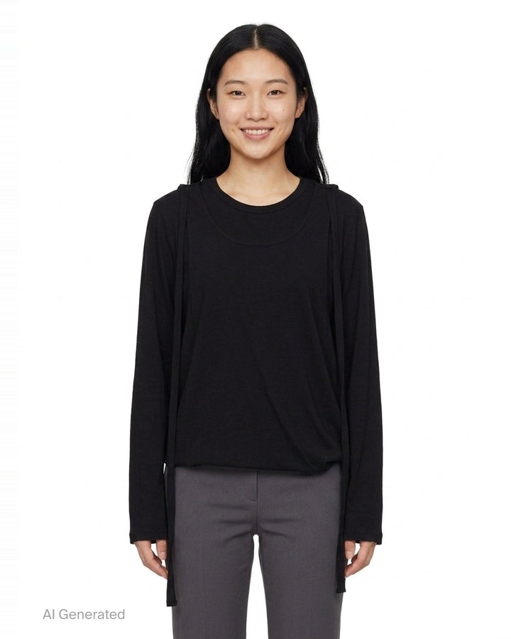 Strap Detail Long Sleeve Tee | Yohji Yamamoto | Club21 - front