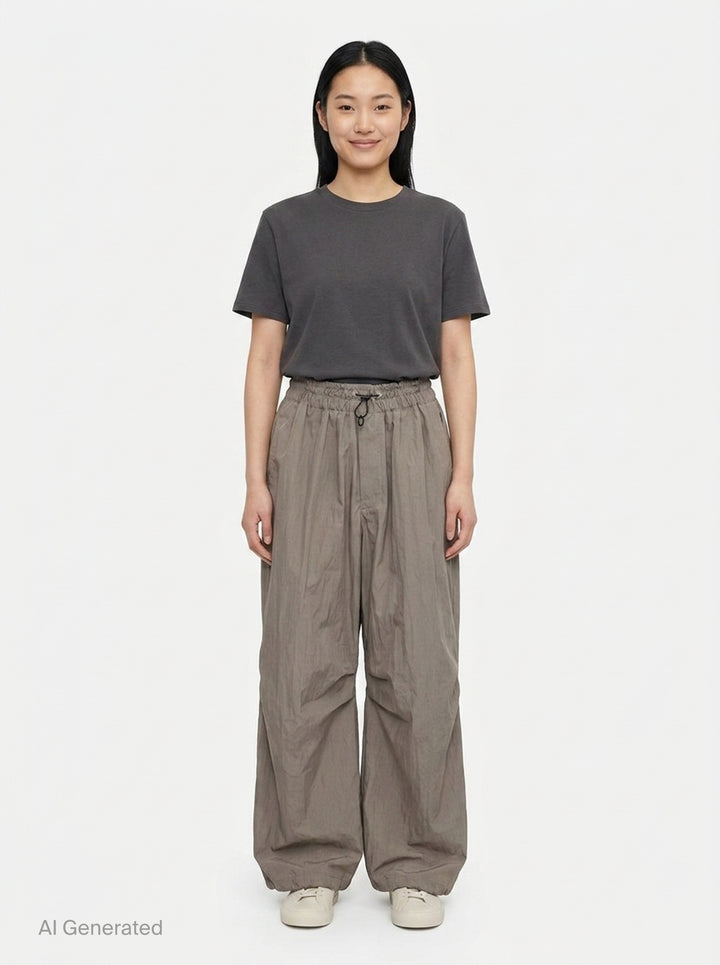 Wide Leg Parachute Pants | Yohji Yamamoto | Club21 - front