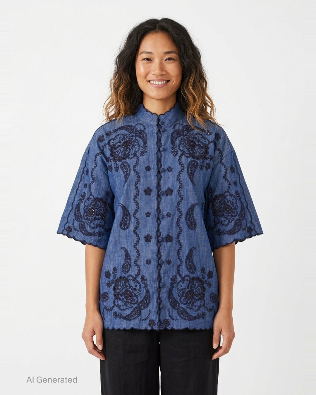 Aster Embroidered Denim Shirt | Zimmermann | Club21 - front