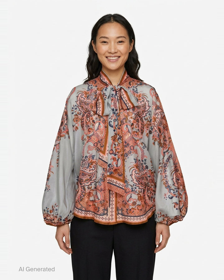 Aster Tie Neck Blouse | Zimmermann | Club21 - front
