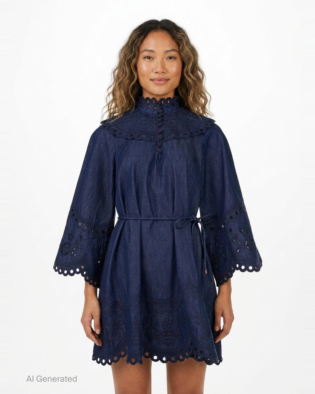 Mahon Broderie Denim Mini Dress | Zimmermann | Club21 - front