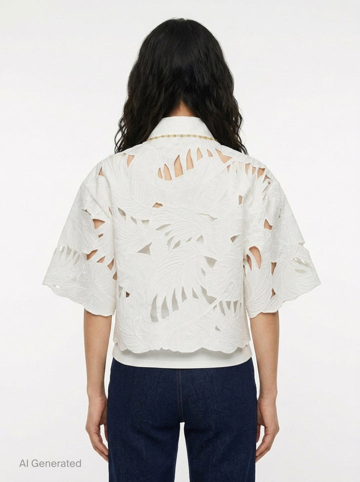 Mahon Embroidered Crop Shirt | Zimmermann | Club21 - back