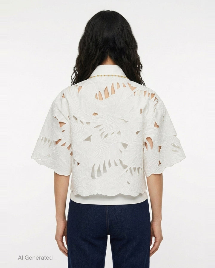 Mahon Embroidered Crop Shirt | Zimmermann | Club21 - back