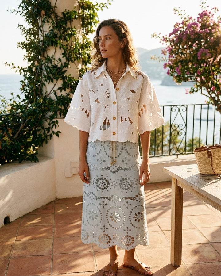 Mahon Embroidered Crop Shirt | Zimmermann | Club21 - lifestyle