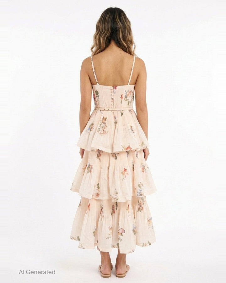 Pleated Tiered Midi Dress | Zimmermann | Club21 - back