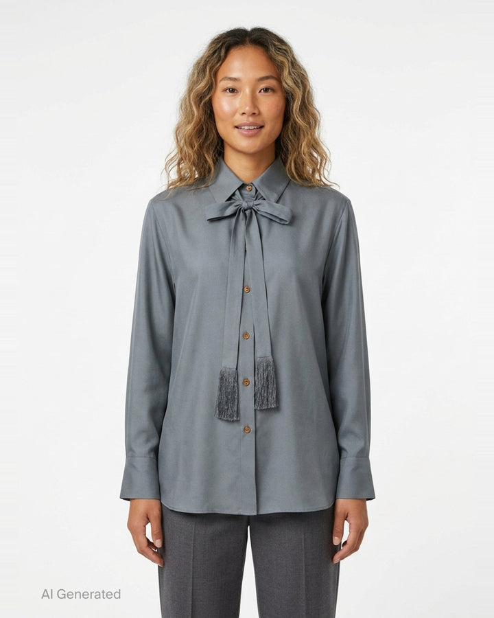 Tassel Tie Neck Blouse | Zimmermann | Club21 - front