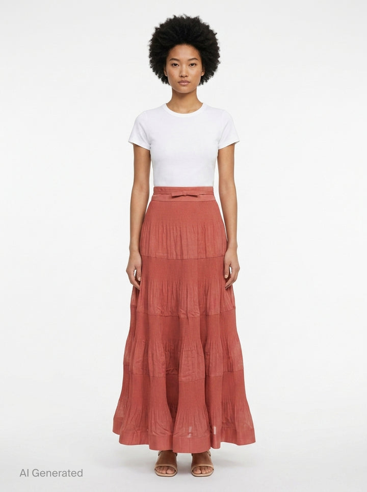 Tiered Pleated Midi Skirt | Zimmermann | Club21 - front