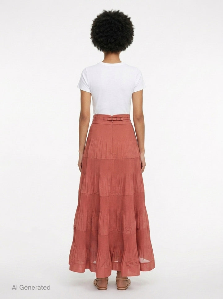 Tiered Pleated Midi Skirt | Zimmermann | Club21 - back