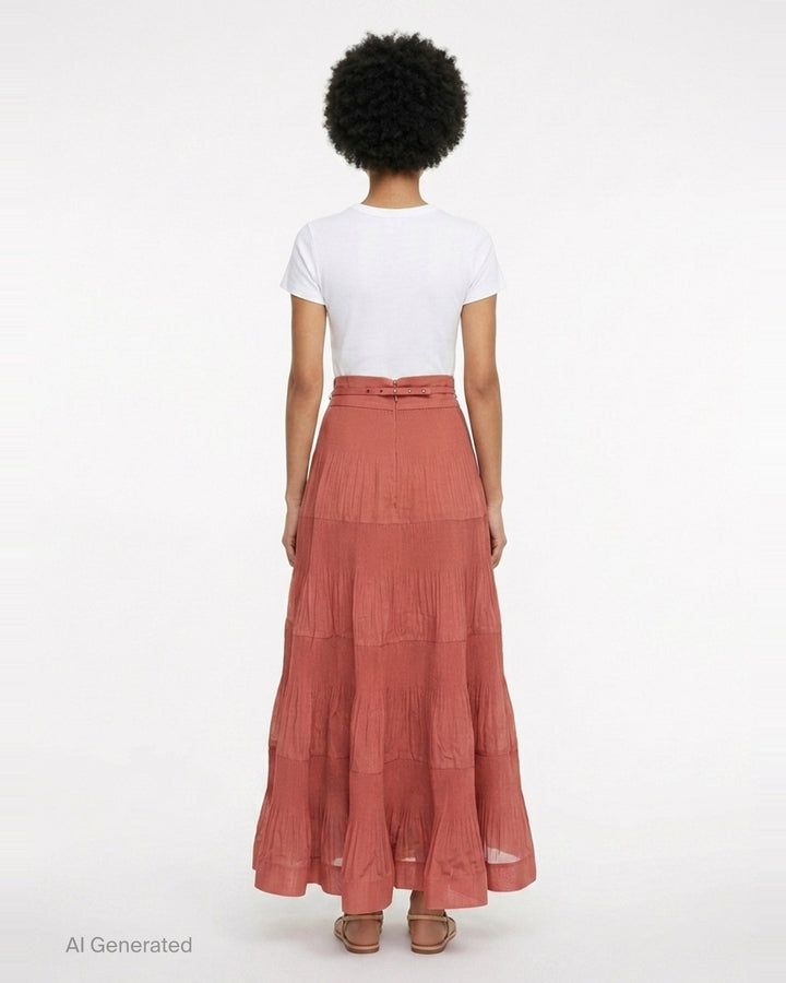 Tiered Pleated Midi Skirt | Zimmermann | Club21 - back