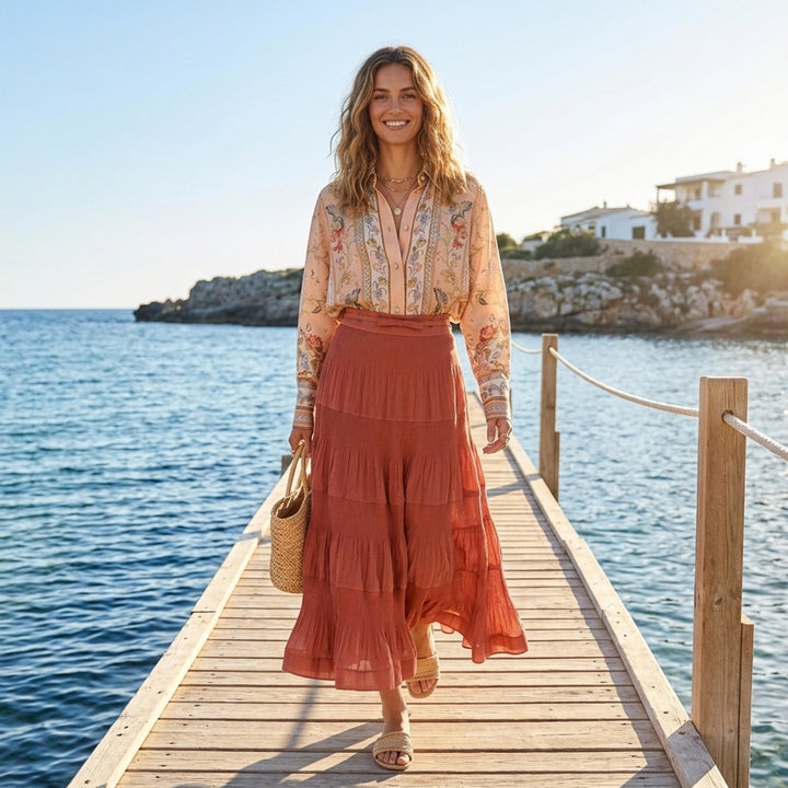 Tiered Pleated Midi Skirt | Zimmermann | Club21 - lifestyle