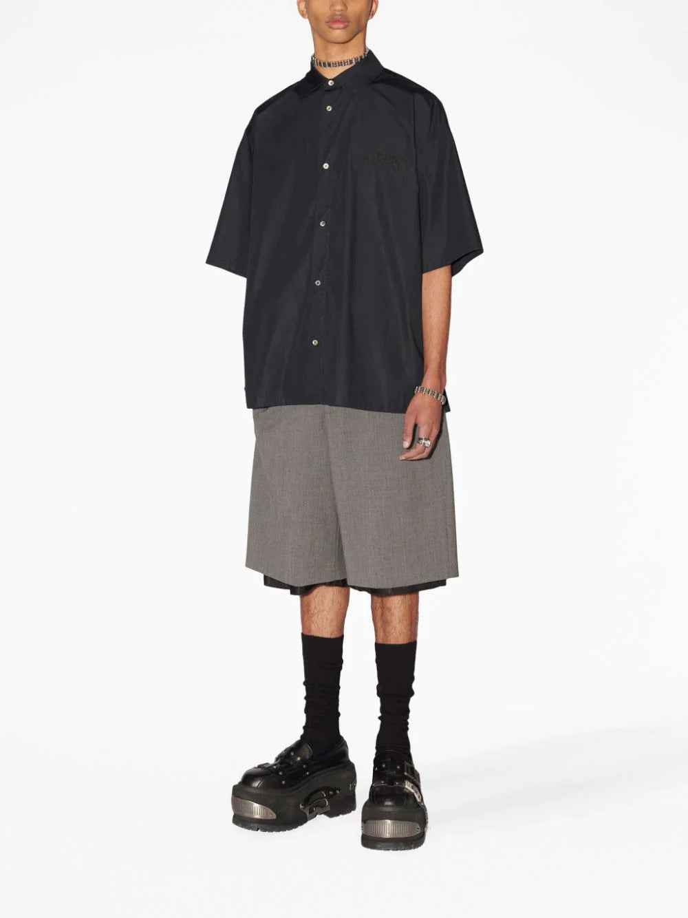 로고 패치 코튼 셔츠