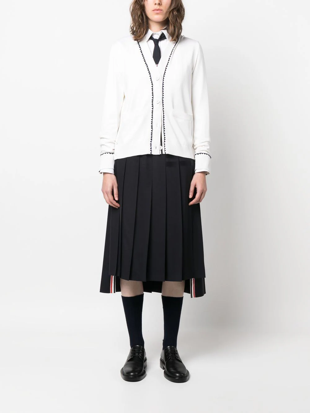 Wool Plain Weave Pleated 4-Bar Skirt