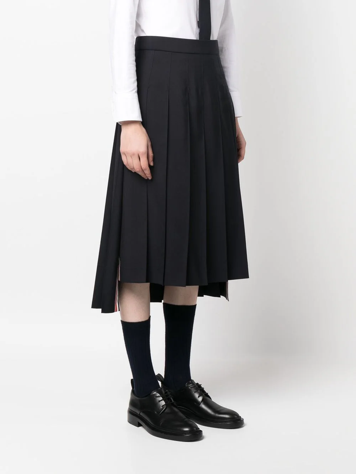 Wool Plain Weave Pleated 4-Bar Skirt