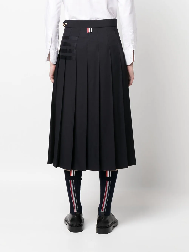 Wool Plain Weave Pleated 4-Bar Skirt