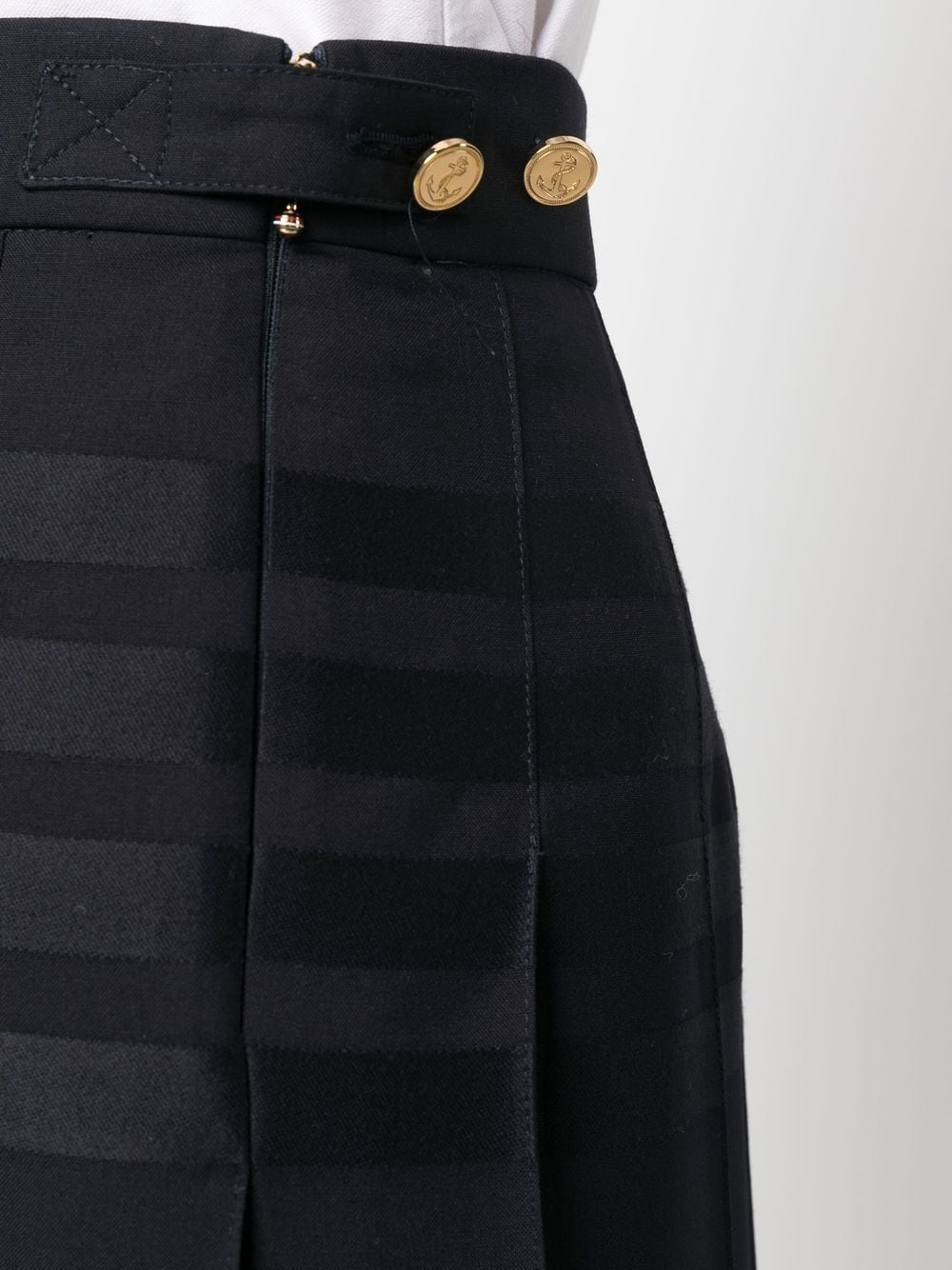 Wool Plain Weave Pleated 4-Bar Skirt