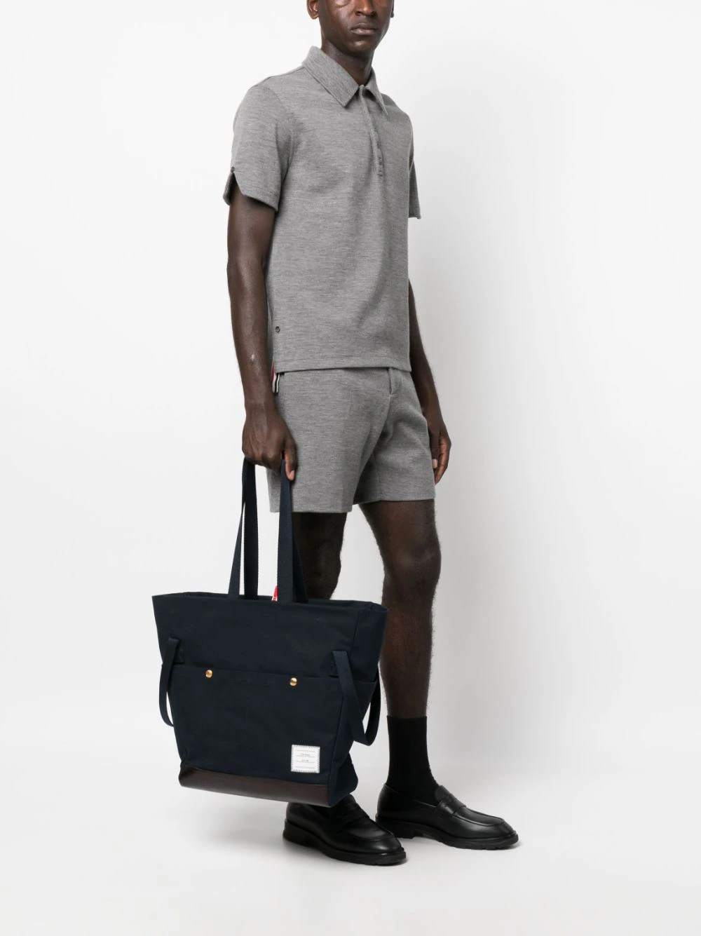 Thom Browne Cotton Canvas Snap Pocket Tote Men - view 2