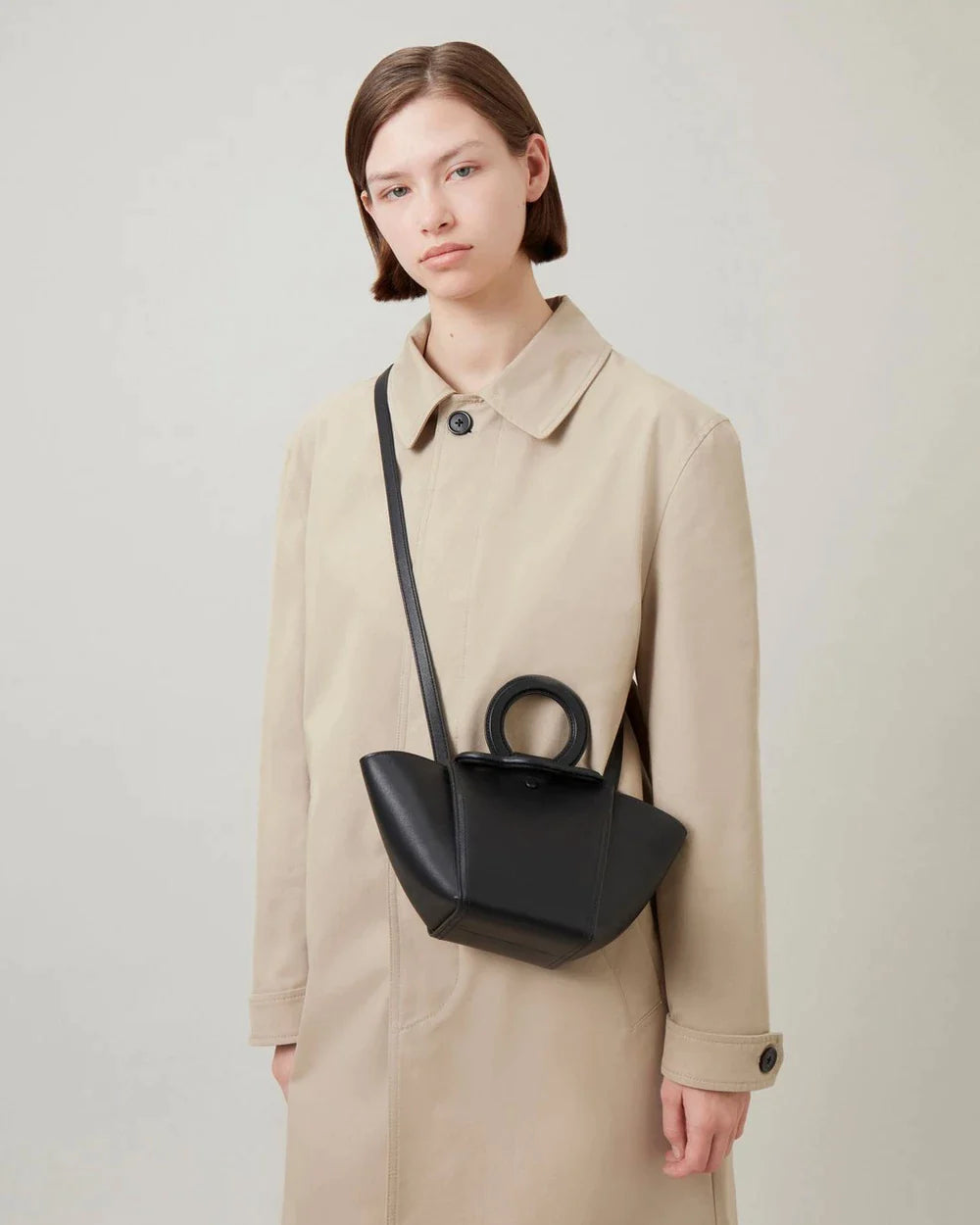 미니 라이더 탑 핸들 백 실키 카프 (블랙)