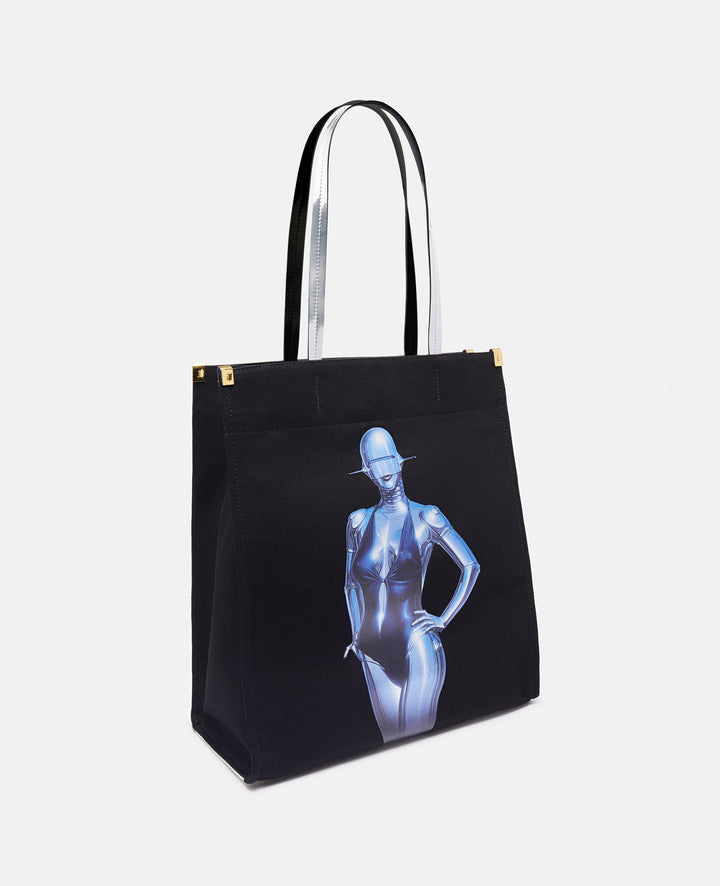 Stella McCartney + Sorayama 섹시 로봇 그래픽 오가닉 코튼 캔버스 토트백