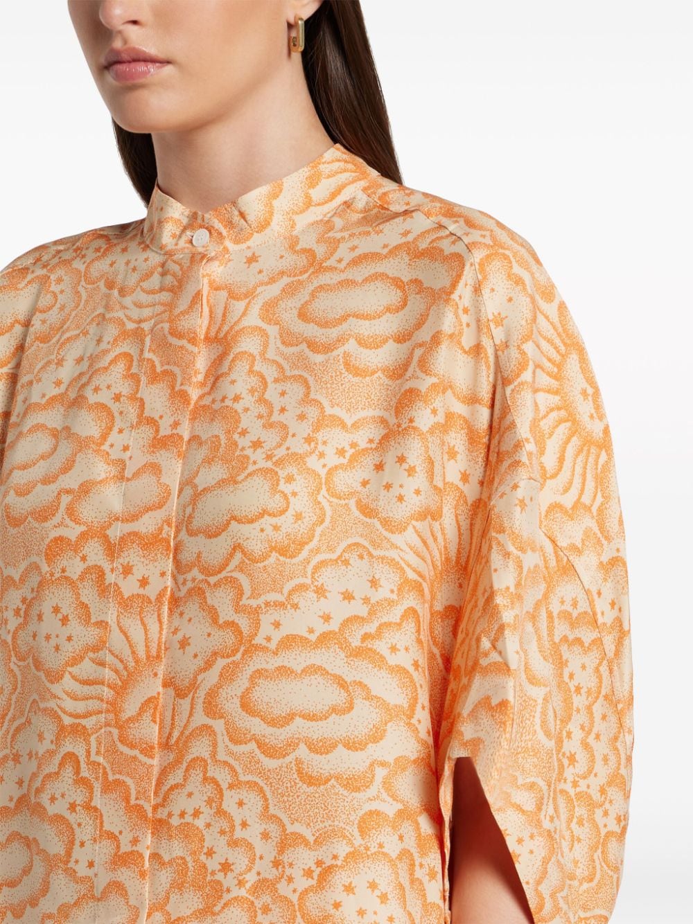 Cloud Print Mandarin Collar Shirt