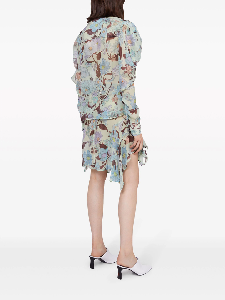 Garden Print Puff Shoulder Shirt