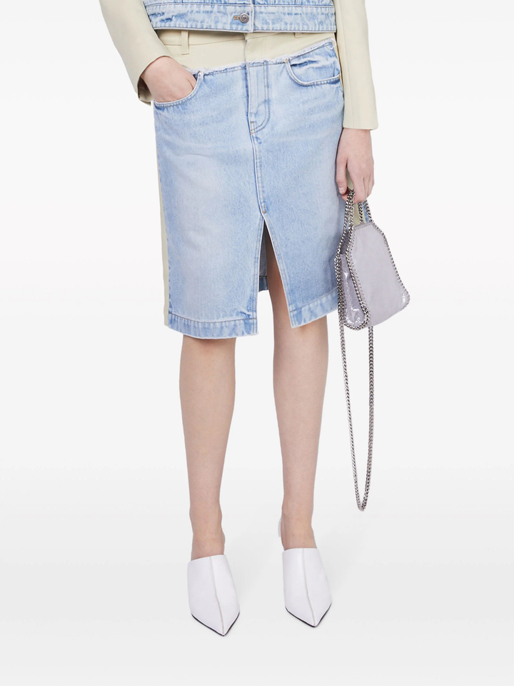 Paneled Light Vintage Blue Denim Skirt